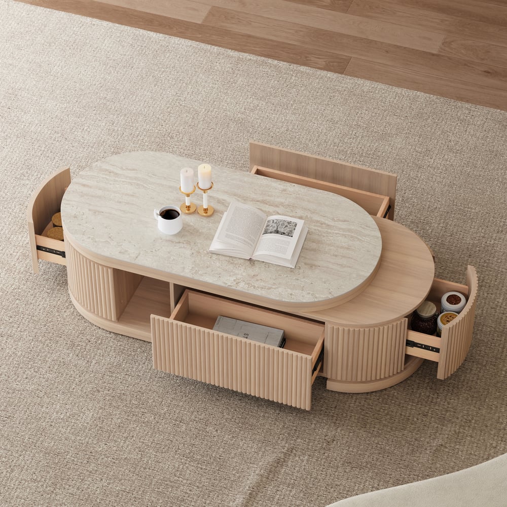 Velar 47"-67" Extendable Coffee Table with Sintered Stone Top and Storage window image
