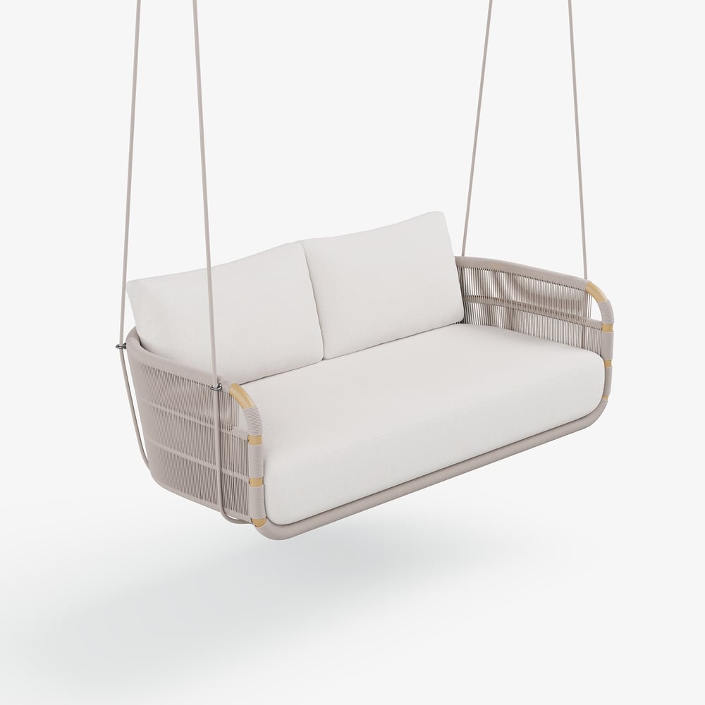 Costra 2-Seater Outdoor Aluminum Handwoven Rope Hanging Swing Chair window image