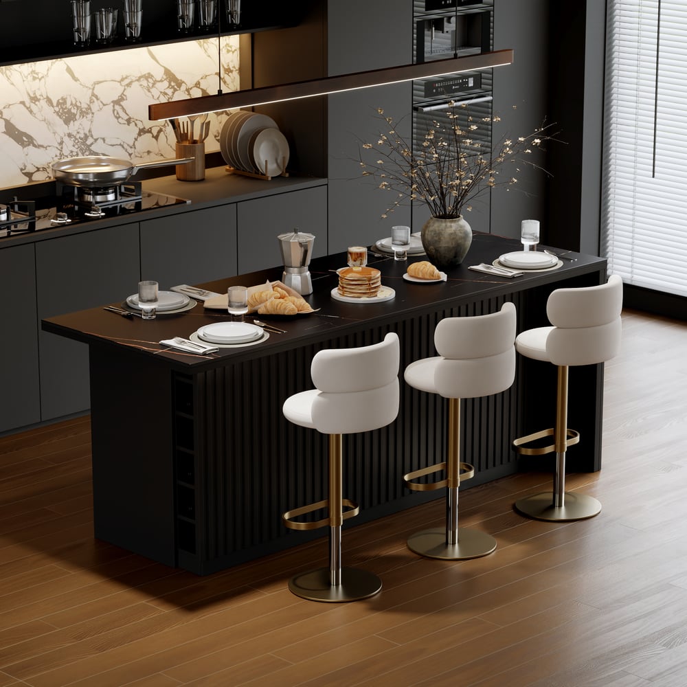 Modern 72" Sintered Stone Kitchen Island with Storage, Black window image