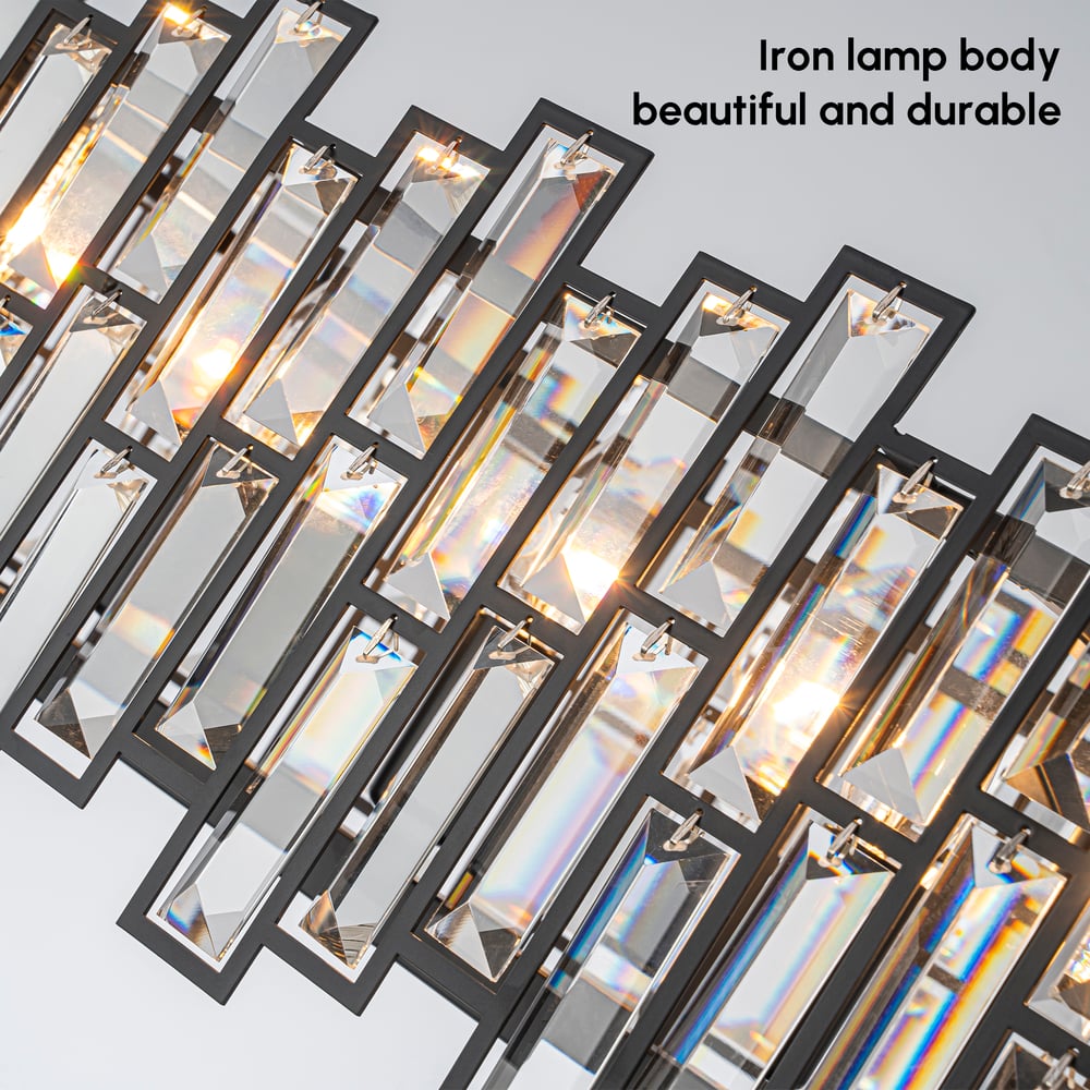 Clyvra 6-Light Kitchen Island Light Crystal Ceiling Light in Black window image
