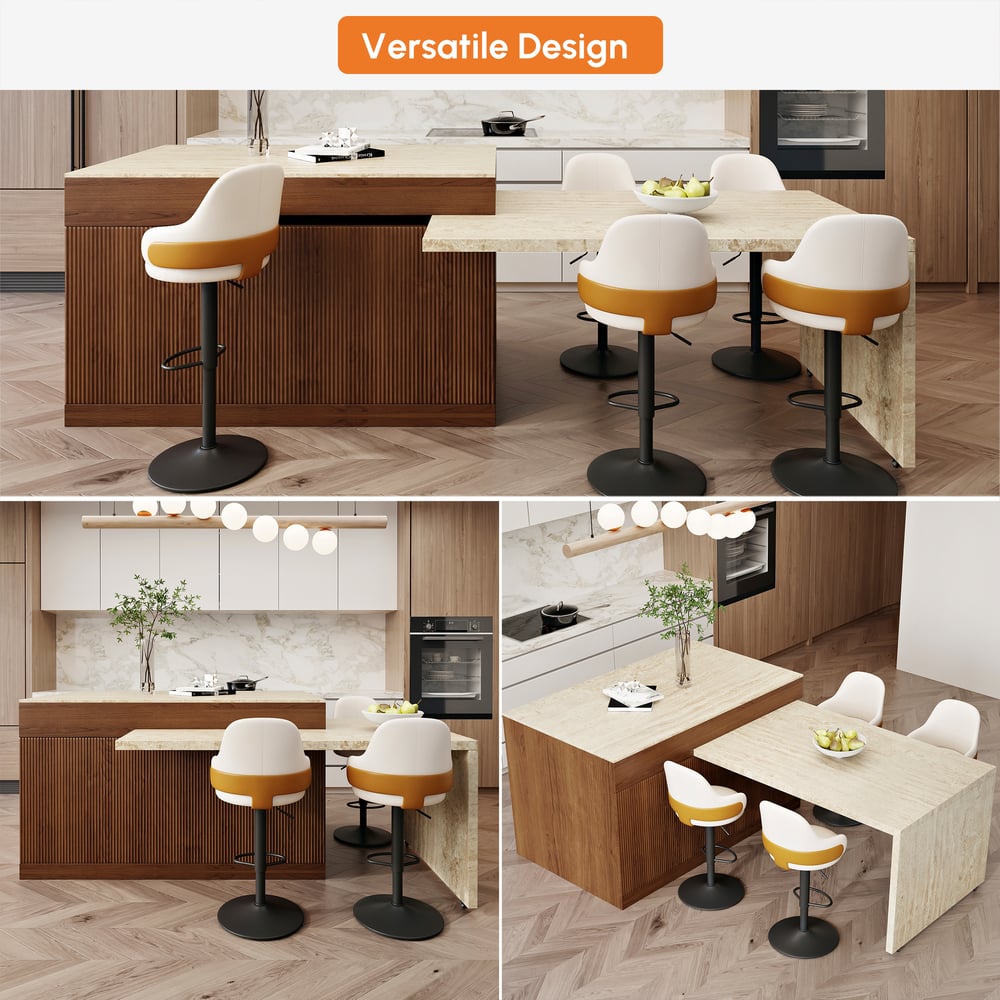 Îlot de cuisine en bois extensible de 81'' à 112'' avec rangement, Noyer image de fenêtre