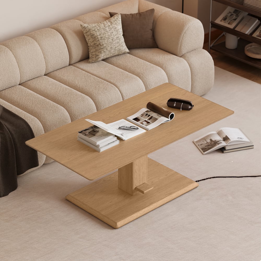 120 cm Natural Veneer Pedal-Control Lift-Top Coffee Table window image