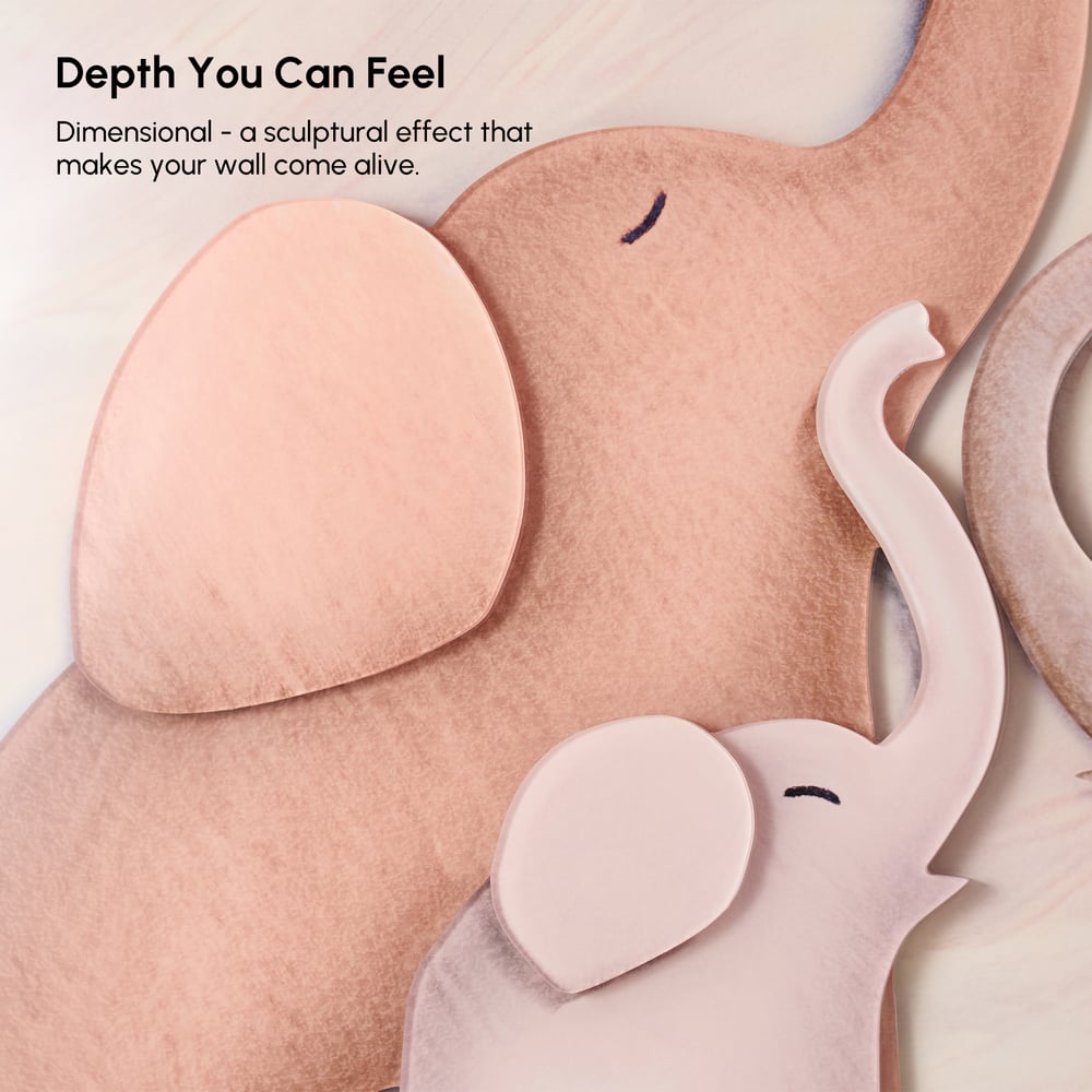 22" x 39" Arched LED 3D Acrylic Elephant Moon Wall Sculpture Art Decor Nursery Bedroom window image