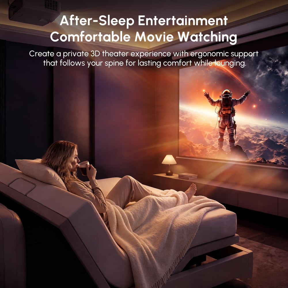 King Genuine Leather Zero Gravity Adjustable Bed Set window image