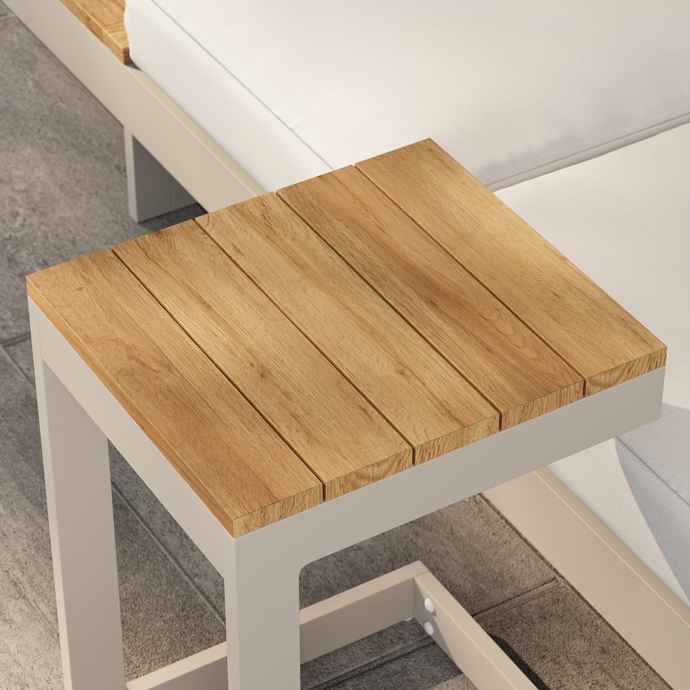 Tevara Outdoor Teak Aluminium Sand Side Table with Solar Light window image