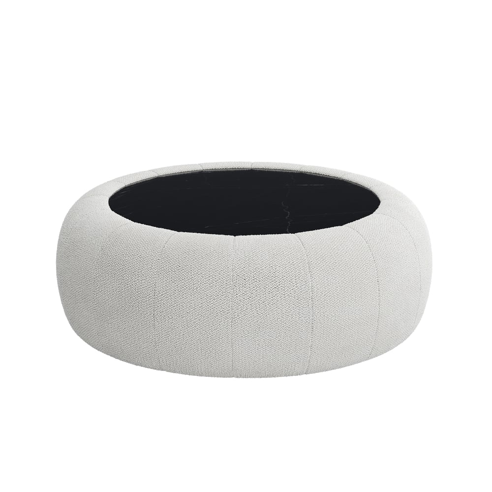 Modern 39" Round Performance Chenille Ottoman Coffee Table with Hidden Storage window image