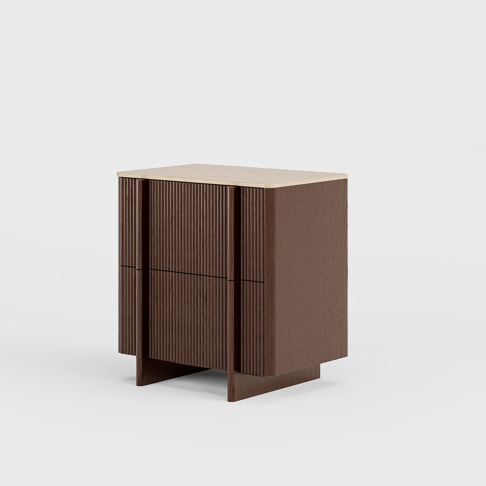 Lineva 24" 2-Drawer Nightstand with Faux Travertine Stone Top window image