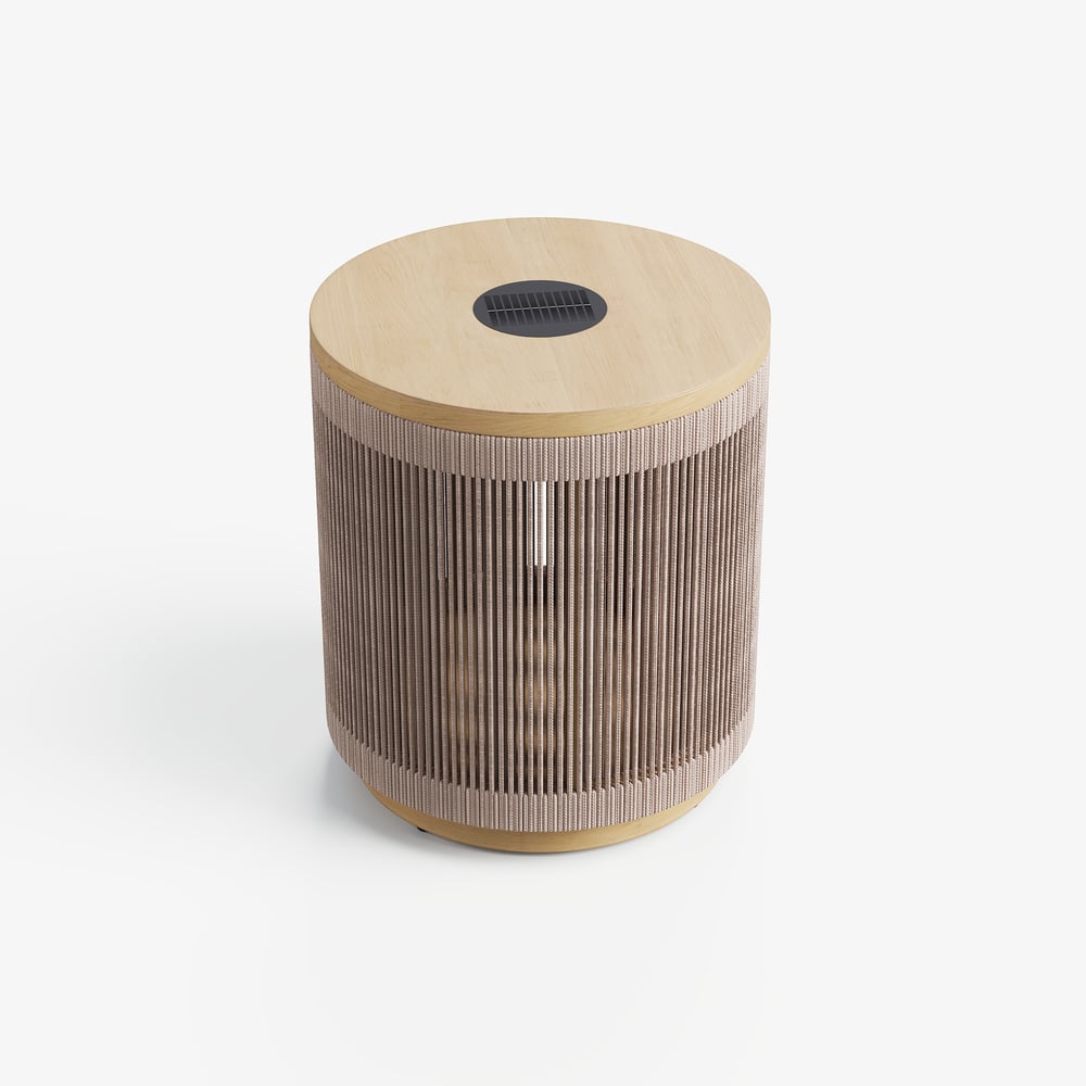 Costra Outdoor Handwoven Rope & Aluminum Storage Side Table with LED window image