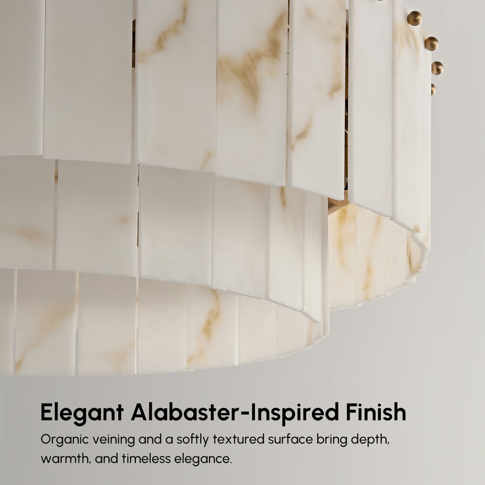 8-Light Tiered Chandelier Alabaster-Look 24" window image