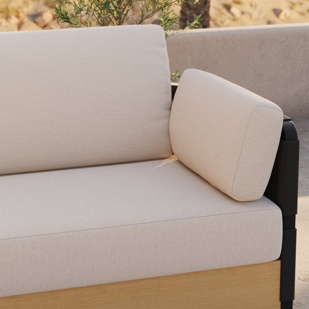Costra Handwoven Rope L-Shaped Outdoor Sofa with Coffee Table in Black window image
