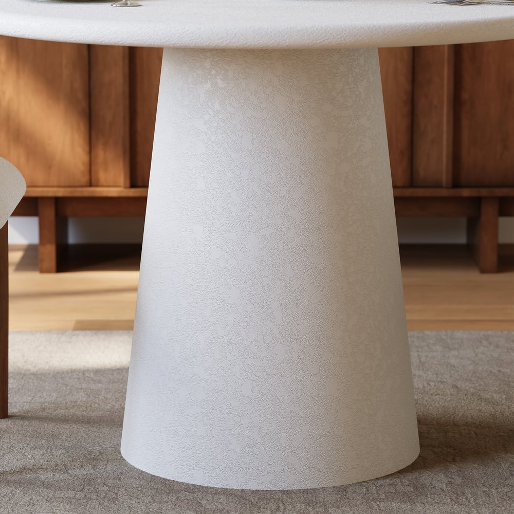 Modern 32" Round Fiberglass Dining Table with Sculptural Pedestal Base, Seats 2 window image