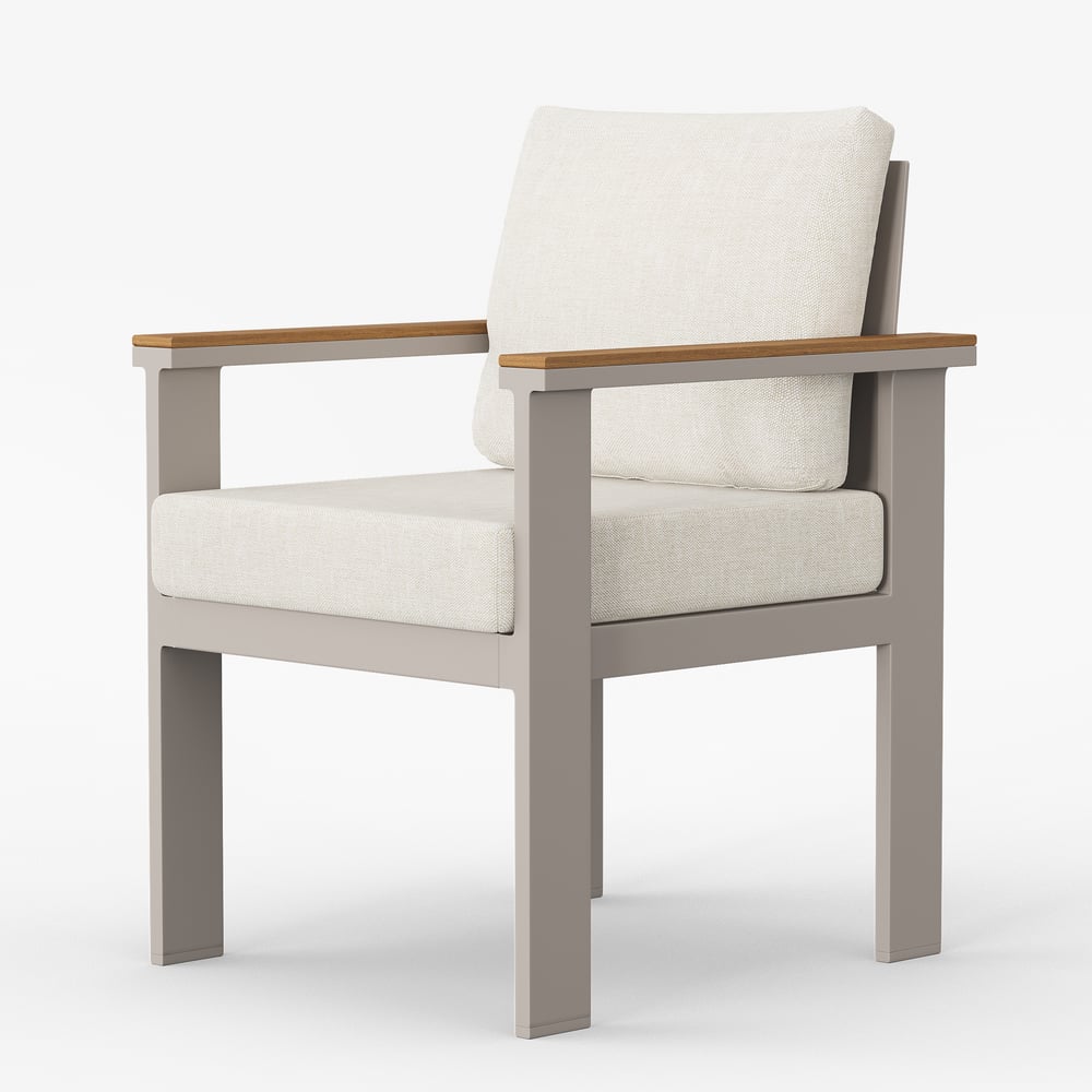 Tevara Outdoor Teak & Aluminum Dining Chairs in Sand, Set of 6 window image