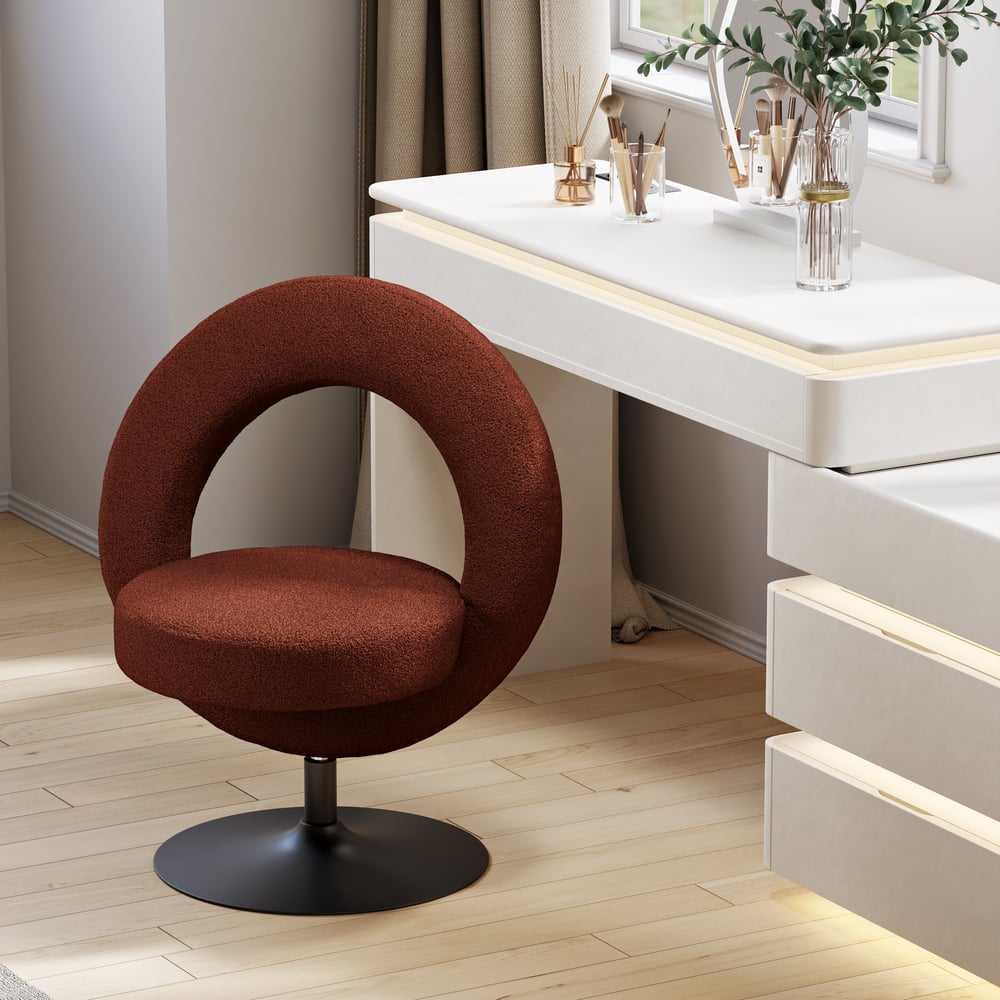 Tabouret de vanité réglable moderne en bouclé rouille avec dossier image de fenêtre