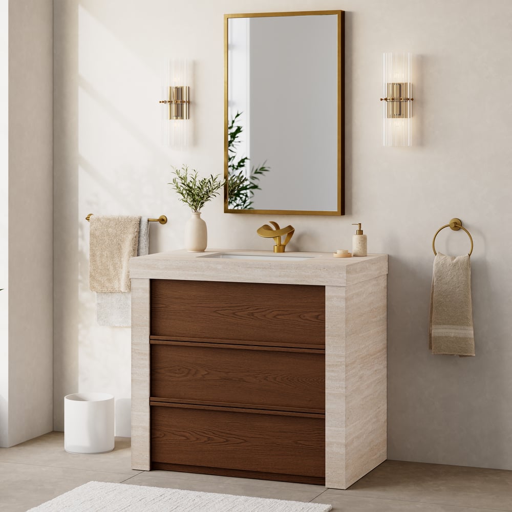 36" Single Bathroom Vanity with Ceramic Sink, Sintered Stone Top window image