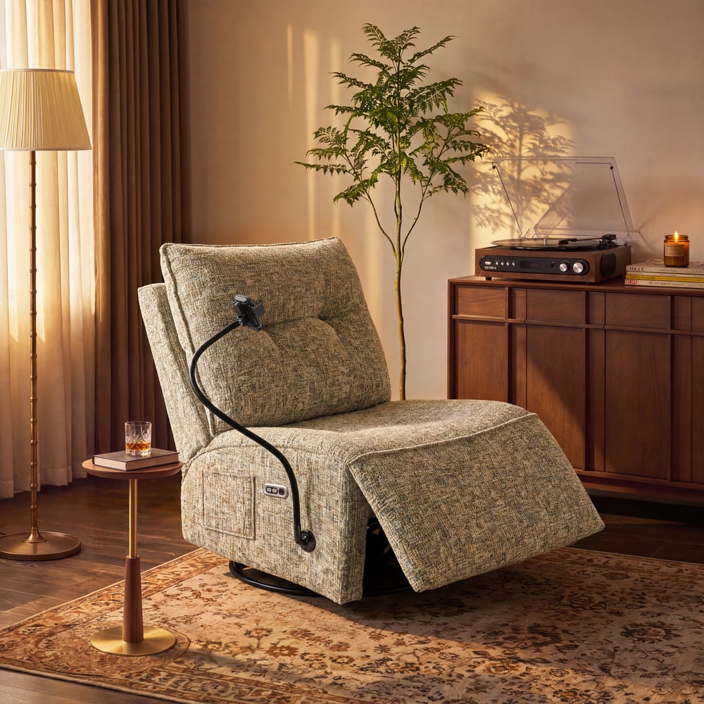 Performance Liner Power Swivel Rocker Recliner Accent Chair with Phone Holder window image