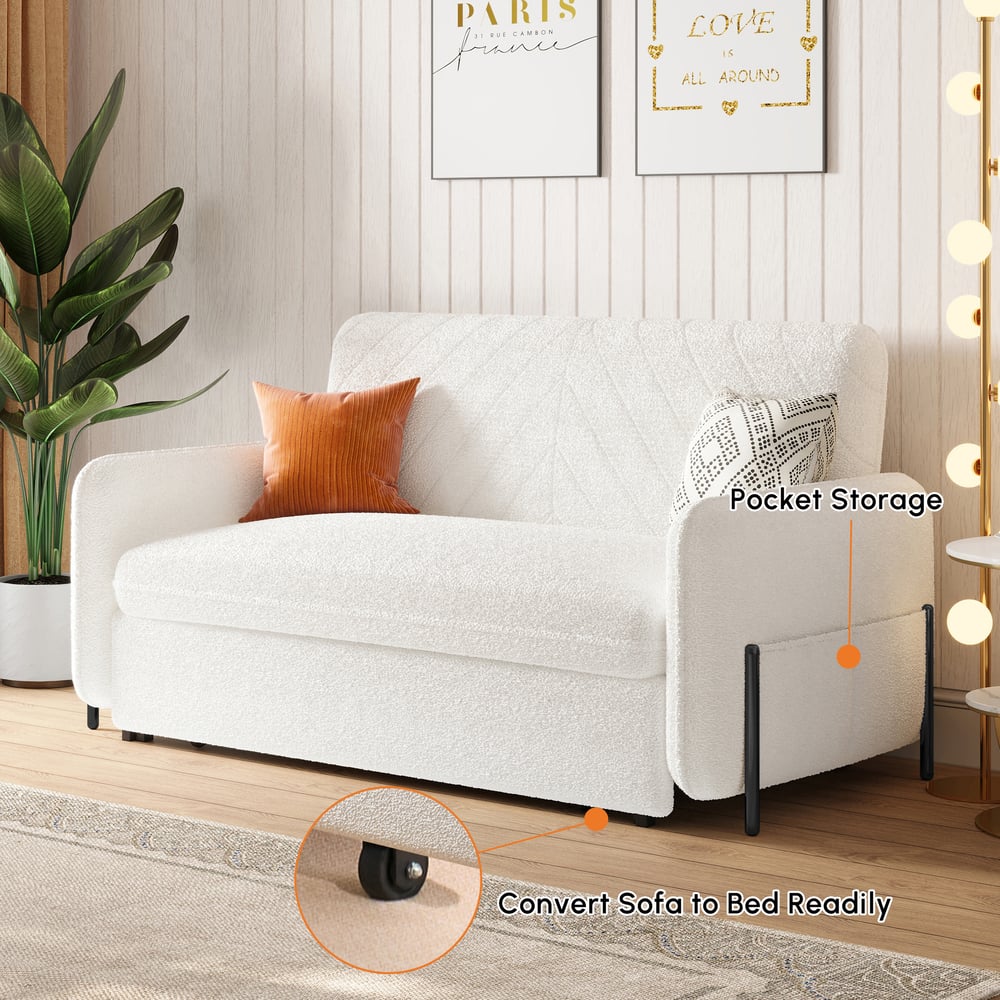 Sofá cama convertible de bouclé de 2 plazas 172 cm Imagen de ventana
