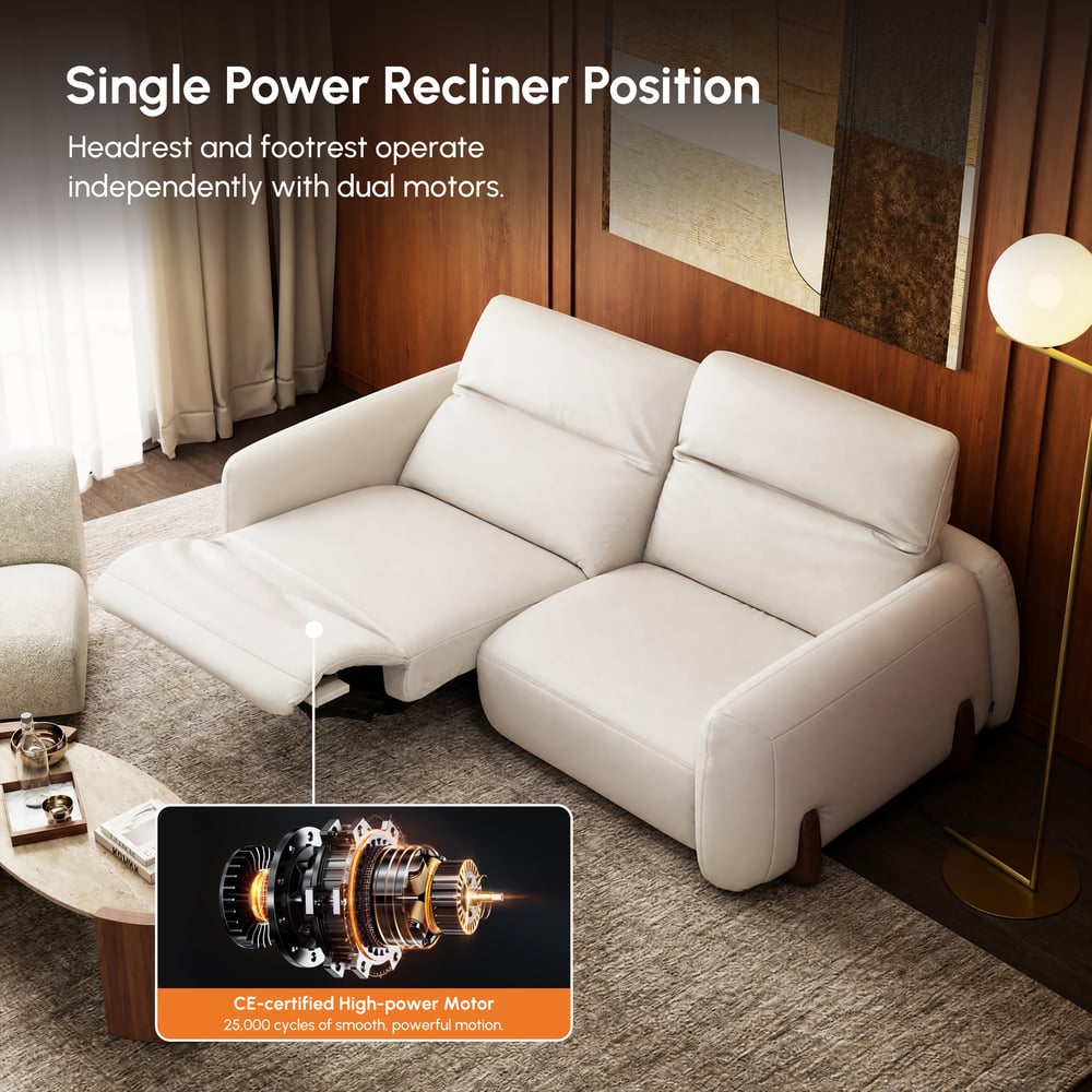85" Genuine Leather Power Reclining Sofa with Adjustable Headrest window image