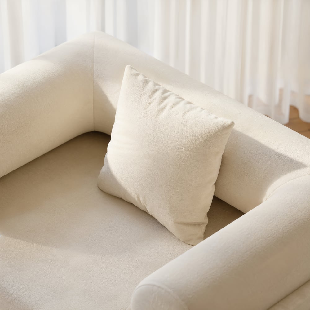 Serene Modern White Chenille Velvet Lounge Accent Chair window image