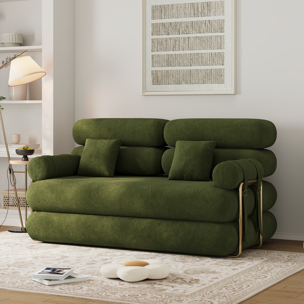 Canapé-lit convertible Humply 170 cm 2 places en velours chenille 4 en 1 image de fenêtre