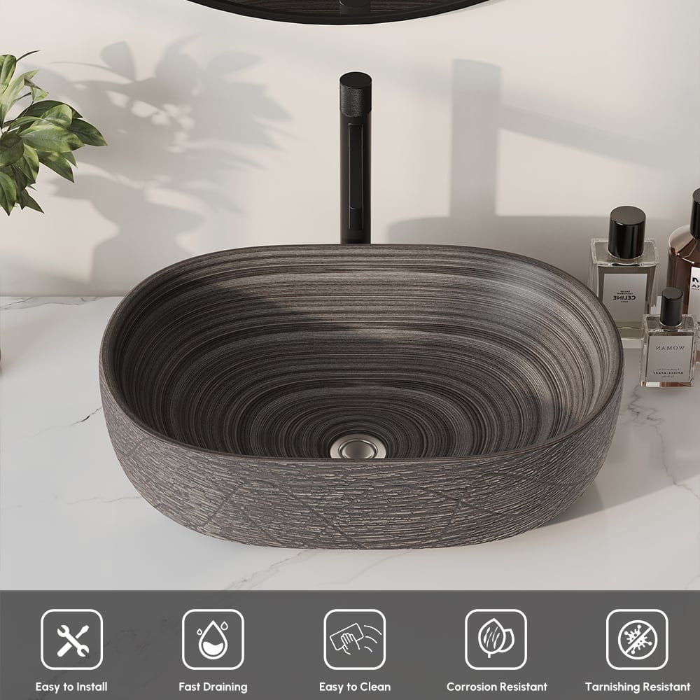 Lavabo de salle de bain ovale en céramique de 48cm – Vasque à poser émaillée mate image de fenêtre