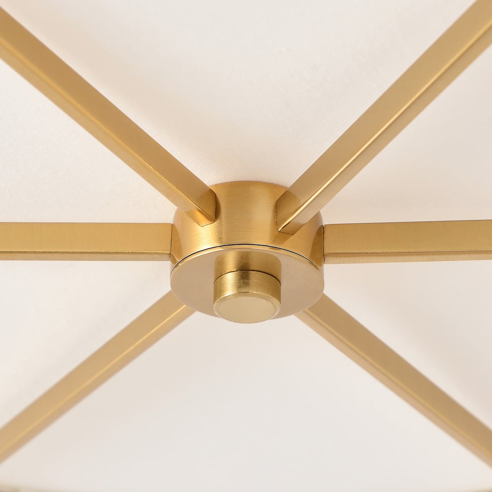 18" Fabric Flush Mount Light in Gold Finish, 3-Light window image