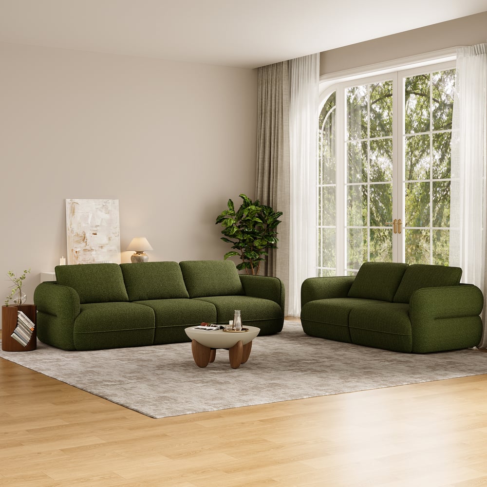 Modern 304cm 3-Seater Chenille Power Convertible Sleeper Sofa with Remote Control window image