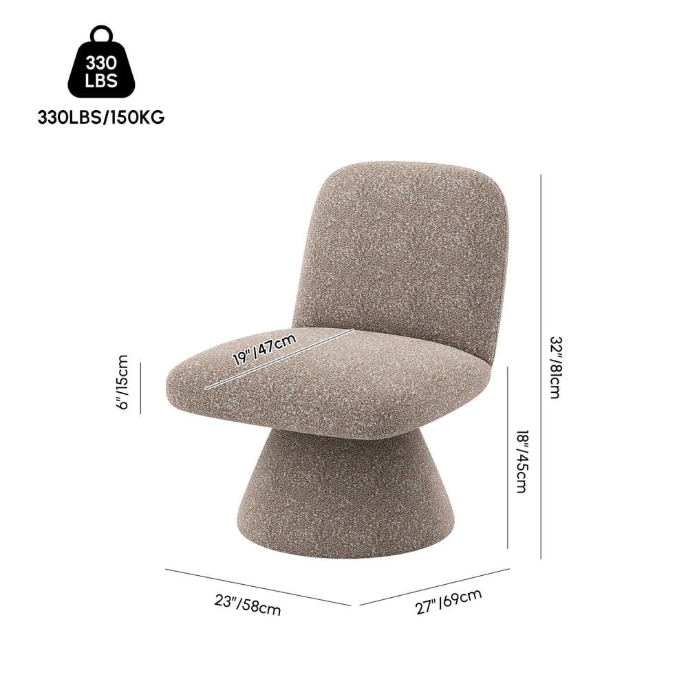 18" Performance Boucle Upholstered Swivel Slipper Accent Chair weights dimensions image