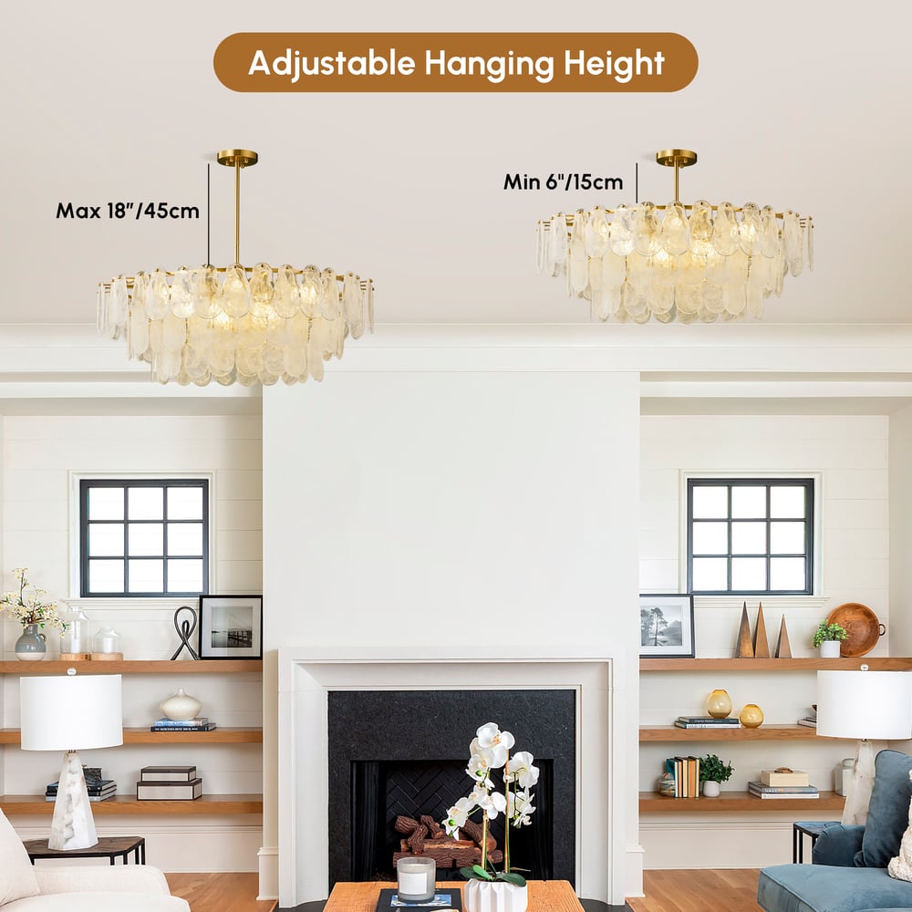 Cloude 39" 12-Light Glass Chandelier with Bulbs & Adjustable Height window image