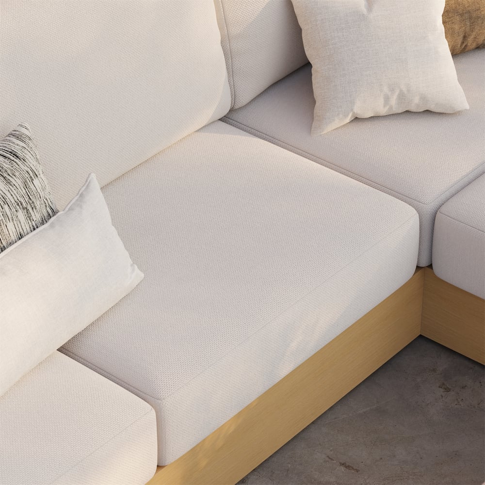 Costra Handwoven Rope Adjustable Outdoor Chaise Sofa Set in Ivory window image