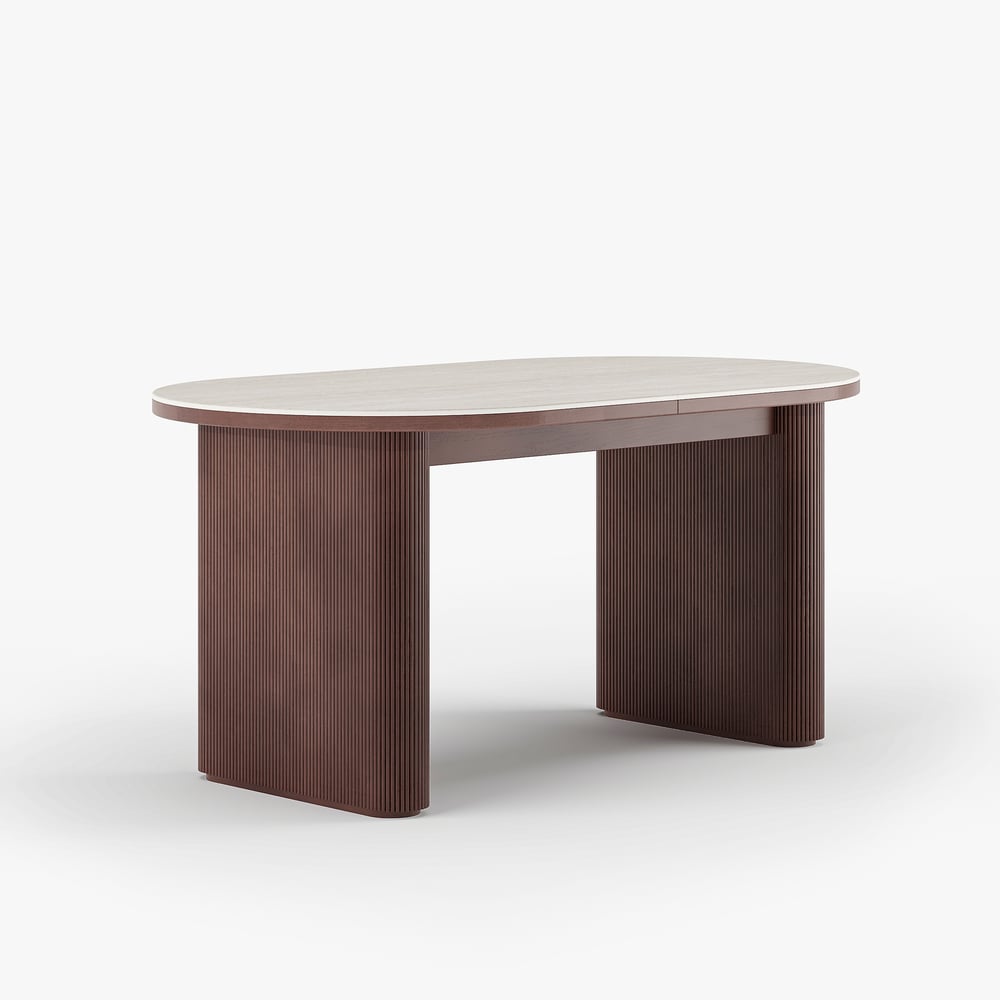 79"-95" Extendable Sintered Stone Dining Table Set with 6 Chairs window image