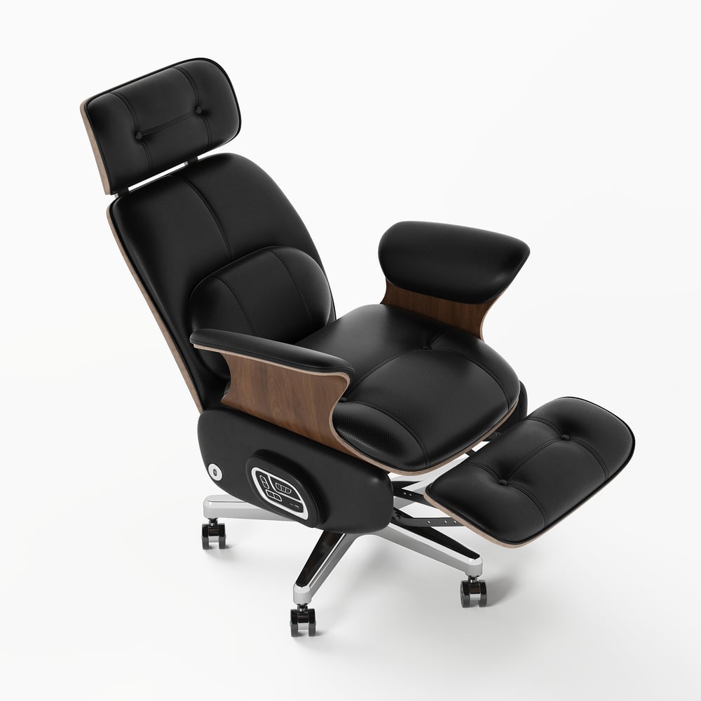 Black Genuine Leather Power Reclining Executive Office Chair Swivel Office Desk Chair window image