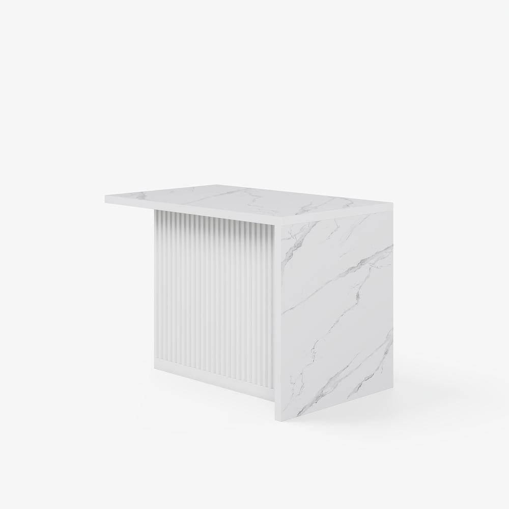 Îlot de cuisine moderne de 50 pouces en placage de marbre avec grand espace de rangement, blanc image de fenêtre