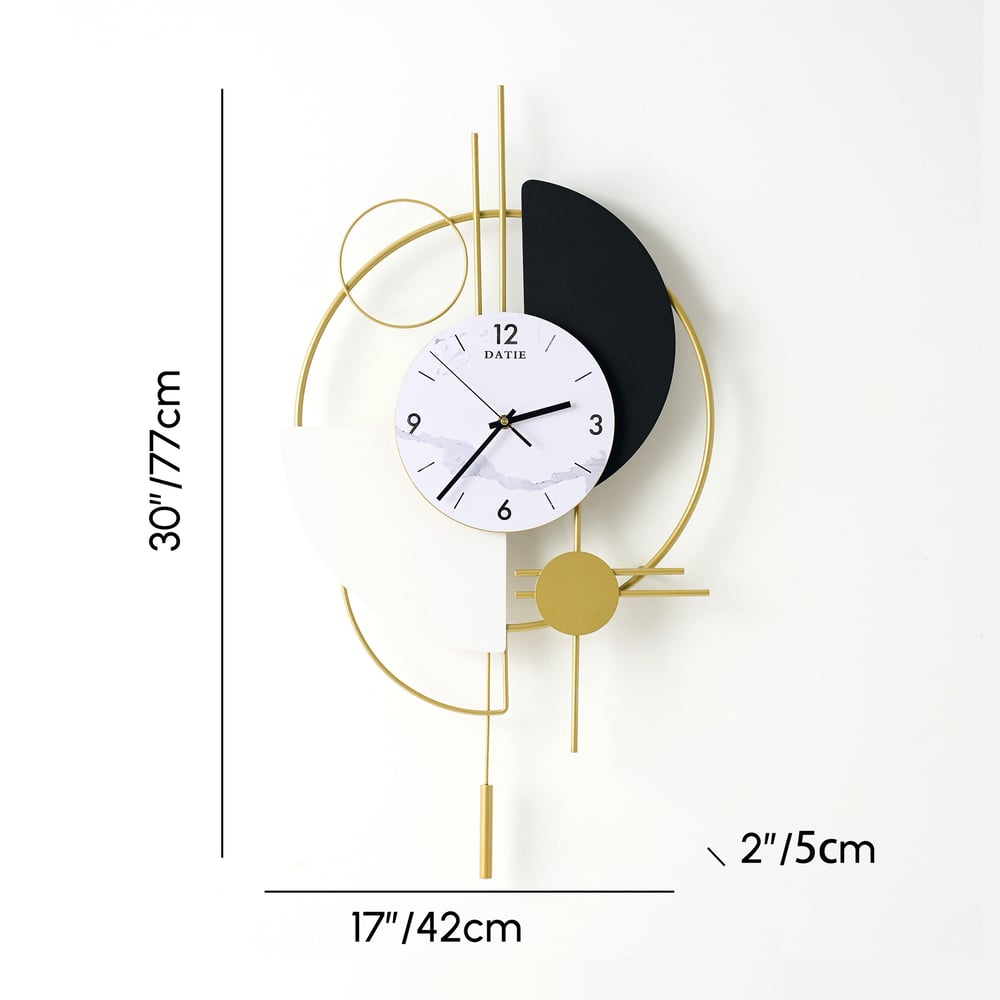 77cm Modern Metal Wall Clock with Dimmable LED Light and Remote Control weights dimensions image
