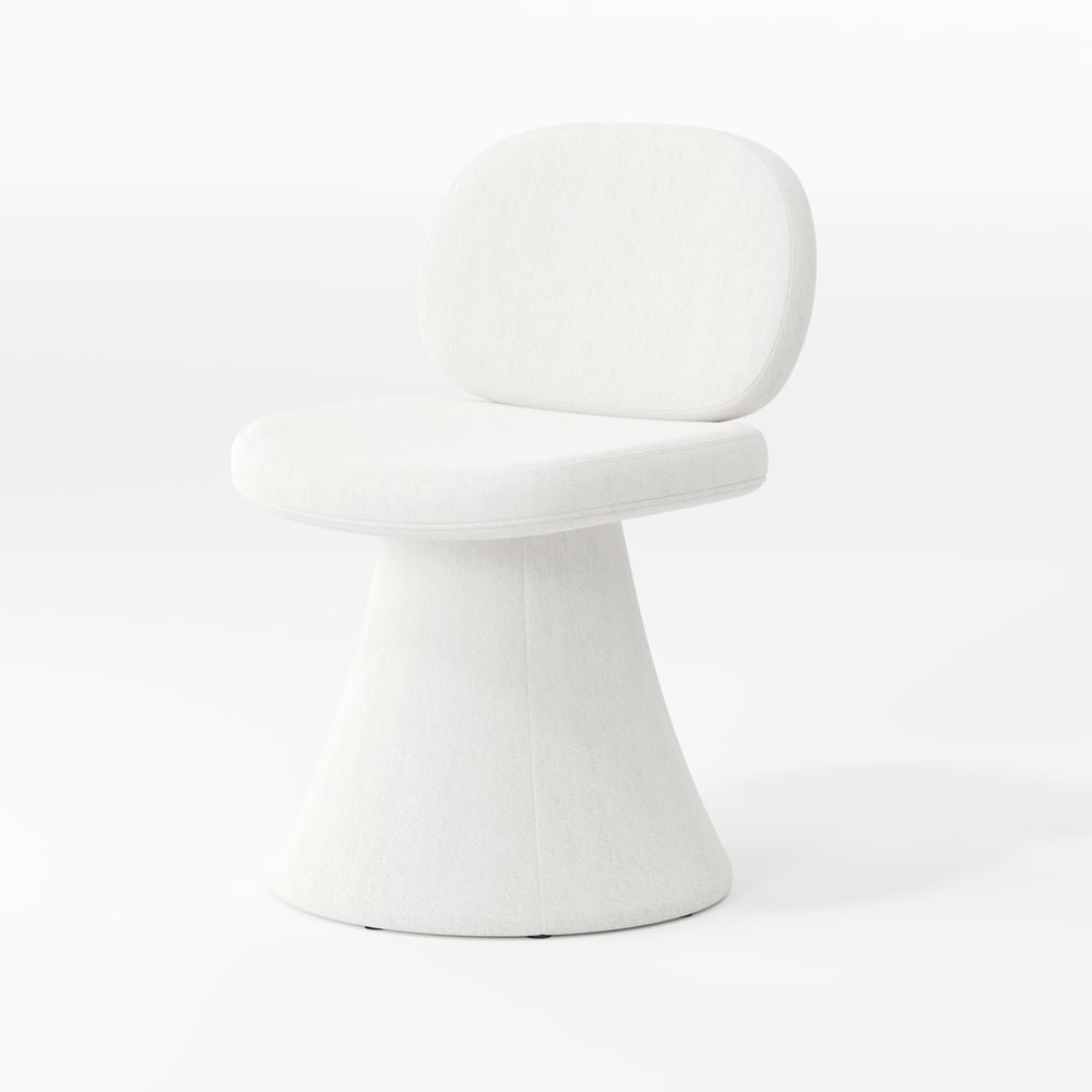 Warm White Performance Chenille Swivel Dining Chair, 1 Piece window image