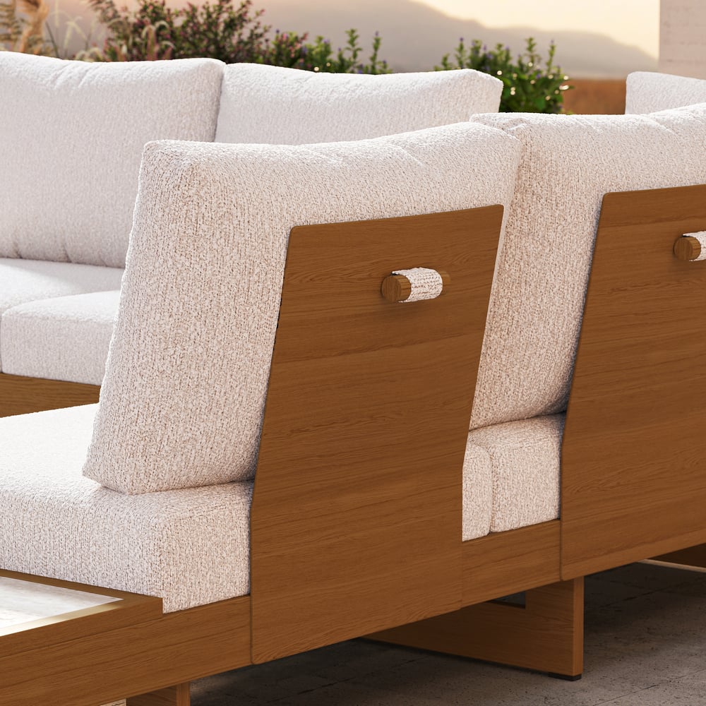 Tevara 4-Piece Outdoor Sintered Stone & Aluminum Modular Sofa Set with Coffee Table window image