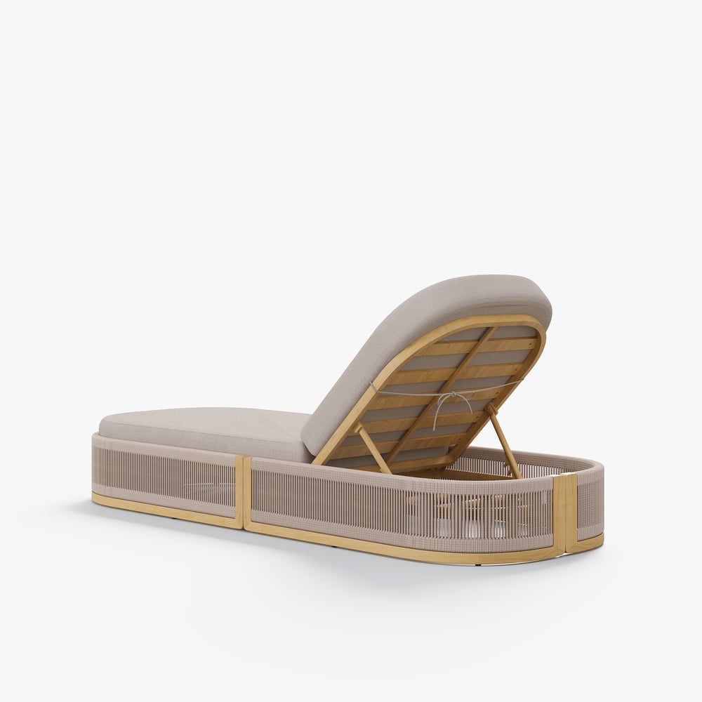 Aluminium & Rotan Buiten Ligstoel Terrasmeubilair in Ivoor Vensterafbeelding