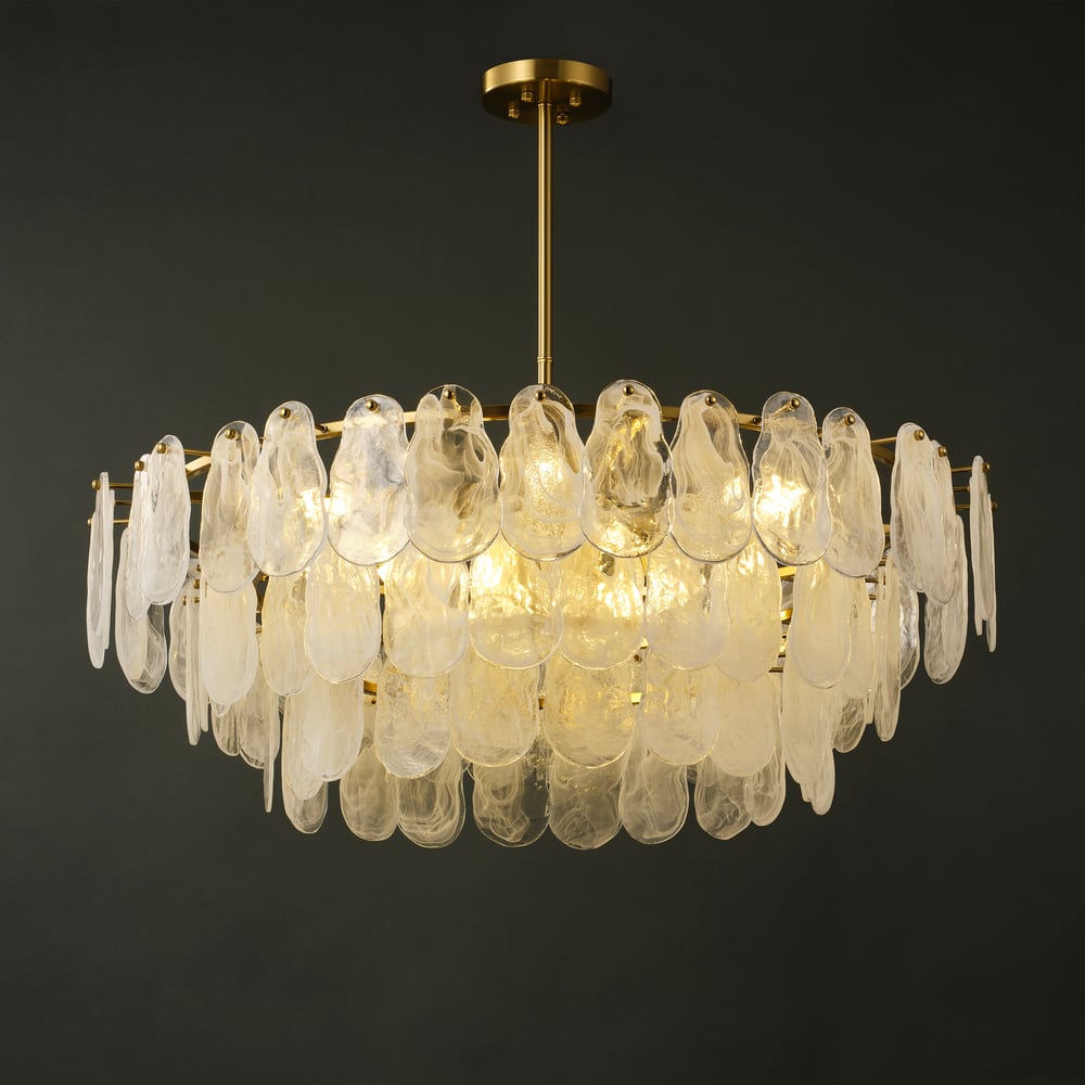 Cloude 39" 12-Light Glass Chandelier with Bulbs & Adjustable Height window image