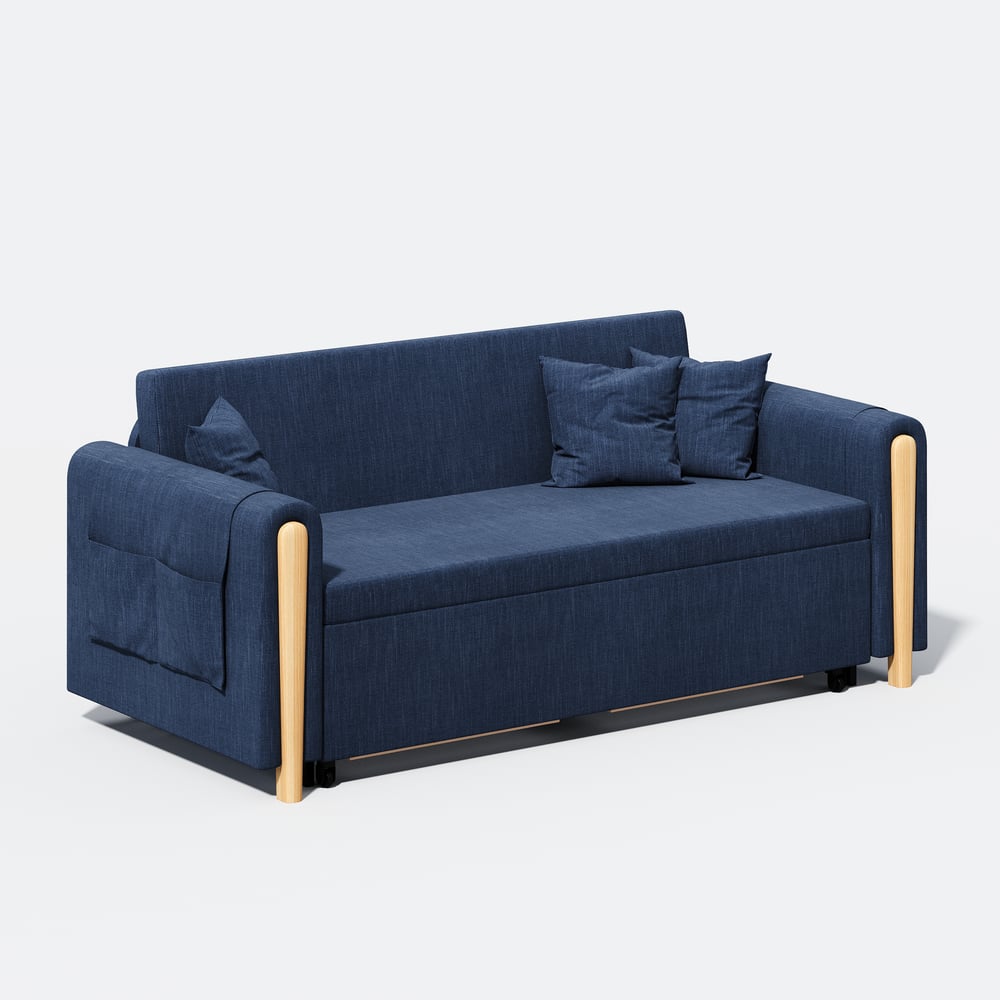 72" Full 2-Seater Linen Convertible Sleeper Sofa window image