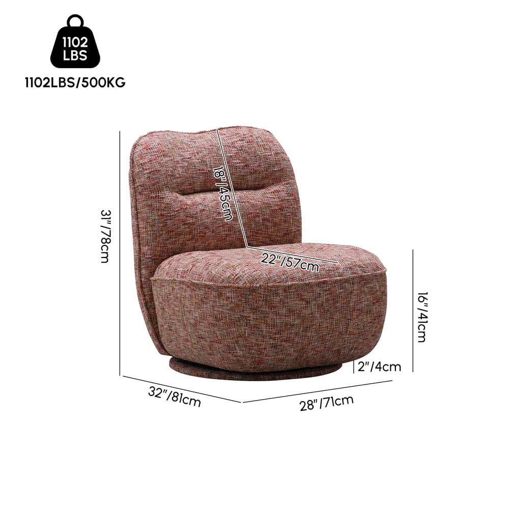 Performance Linen Swivel Slipper Accent Chair weights dimensions image