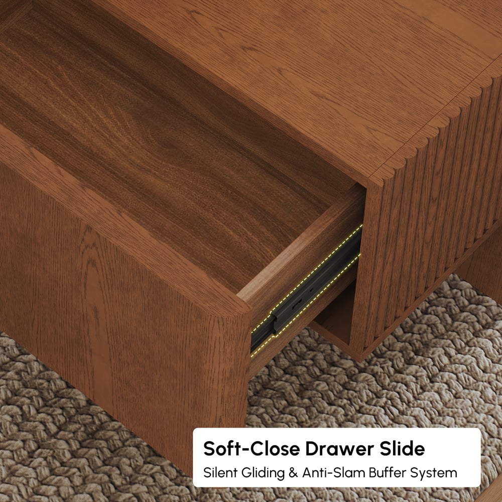 47" Fluted Lift-Top Walnut Coffee Table with 2 Drawers window image