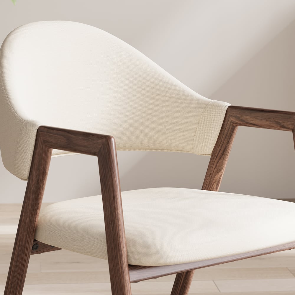 Chaise de salle à manger en lin blanc chaud, lot de 2 image de fenêtre
