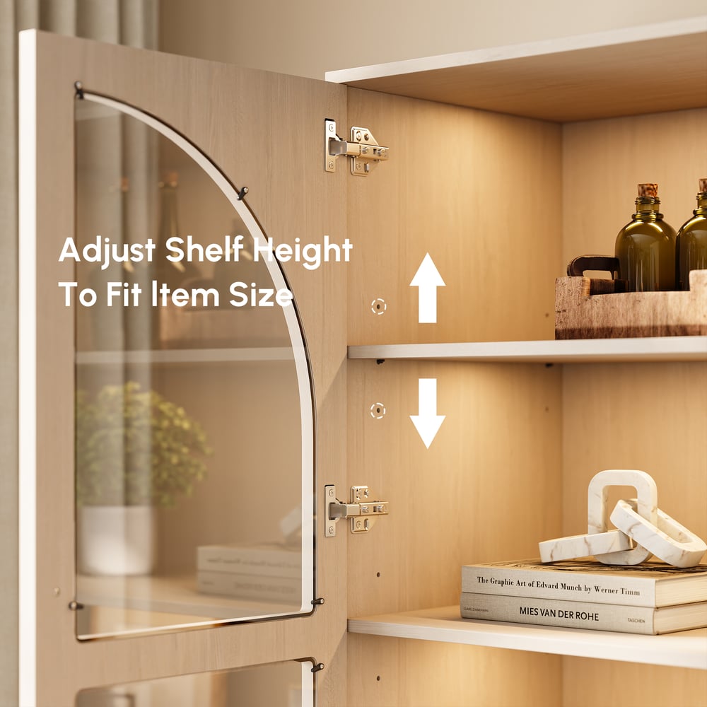 Arune Whitewash Glass Tall Display Cabinet with Drawers & LED window image