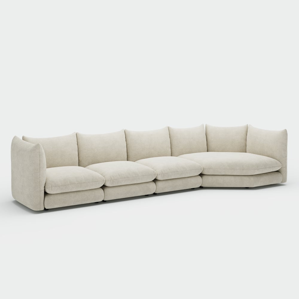 161" 4-Piece Chenille Sectional Sofa with Chaise and Adjustable Armrests & Backrest window image