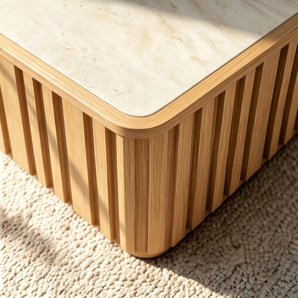 Aura Fluted Aluminum Outdoor Coffee Table with Sintered Stone Top window image