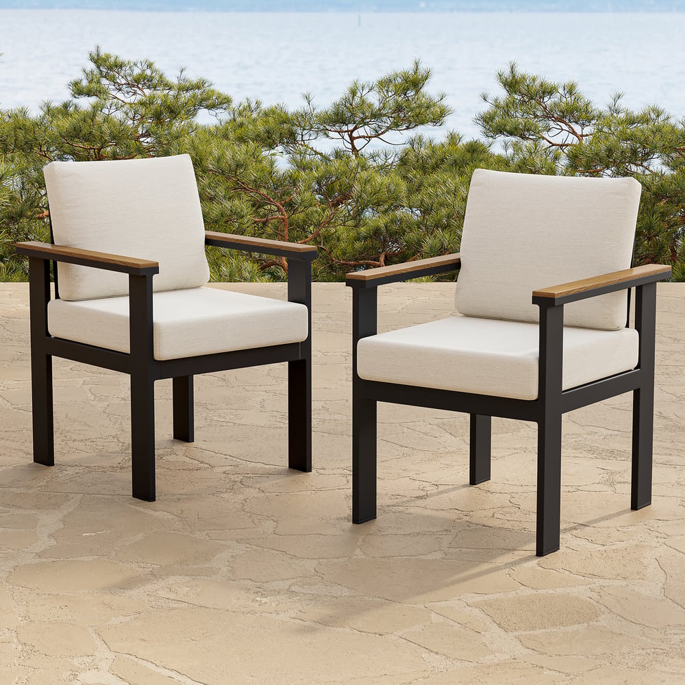 Questions and Answers for Tevara Garden Teak & Aluminium Dining Chairs in White, Set of 2