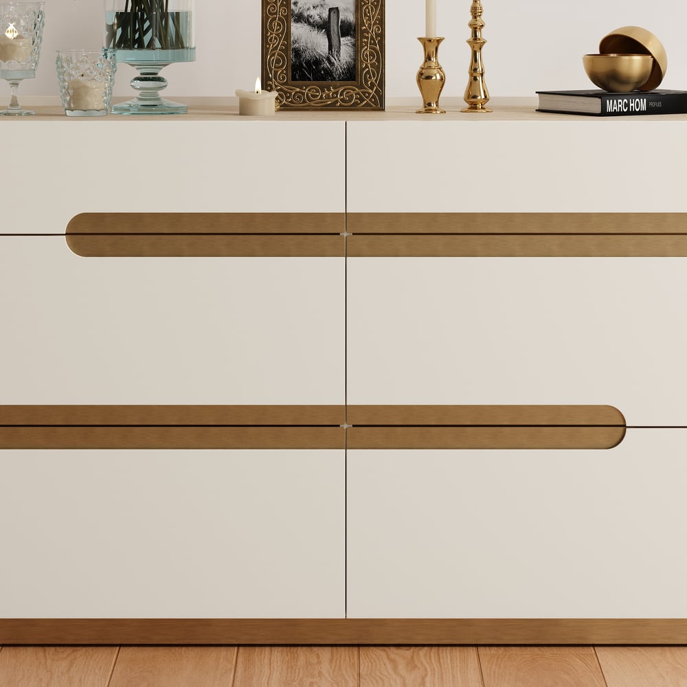 Horva 47" Faux Travertine Sintered Stone 6-Drawer Dresser window image