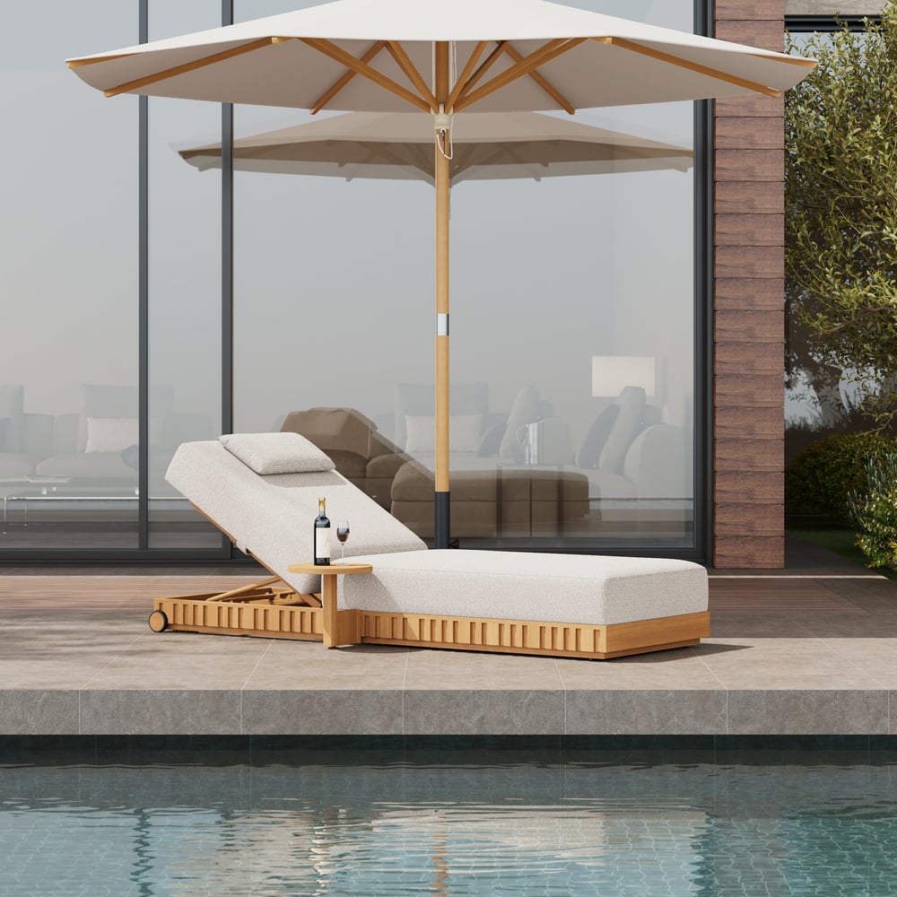 Outdoor Aluminum Adjustable Fluted Lounge Chaise in Warm White window image