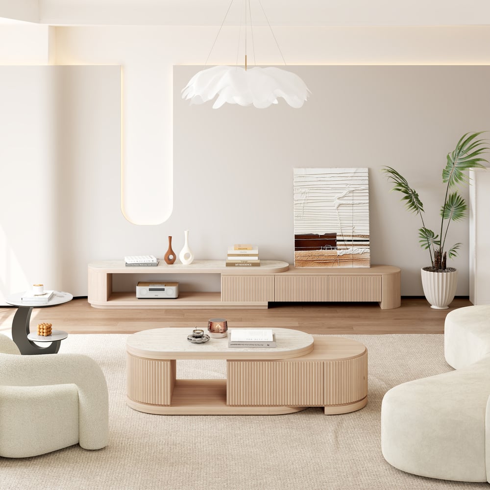Velar 47"-67" Extendable Coffee Table with Sintered Stone Top and Storage window image