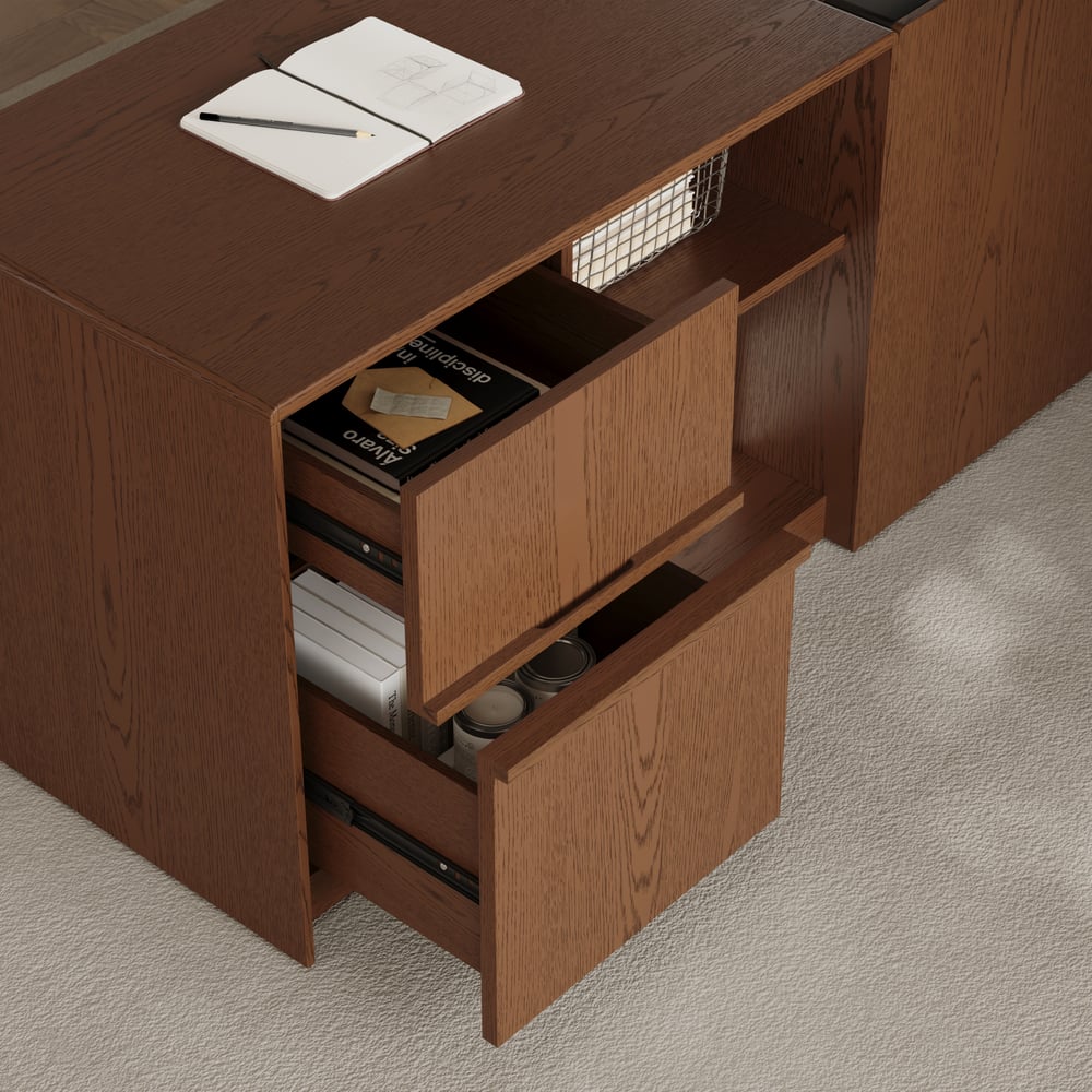 Modern 71" Modular Executive Standing Desk with Storage, Power Access & Memory Control window image