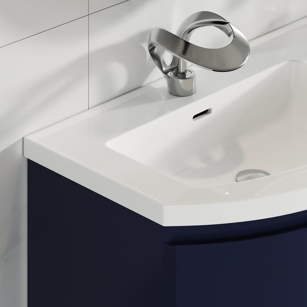 Toucadouro de casa de banho individual flutuante azul marinho de 35" com lavatório, tampo de resina de pedra, conjunto de 2 Imagem da janela